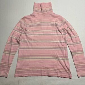 LORD & TAYLOR Petite Pima Cotton Turtleneck In Pink Stripe Size: Small (Petite)